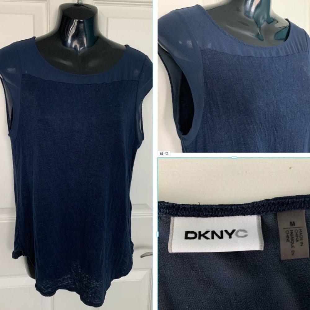 DKNY linen & chiffon top - Size M